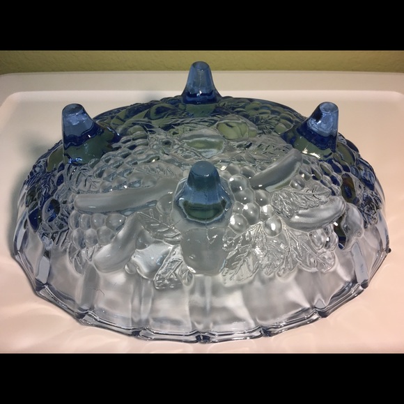 Vintage Indiana / Colony Glass Blue Harvest Grape Bowl - Picture 7 of 12